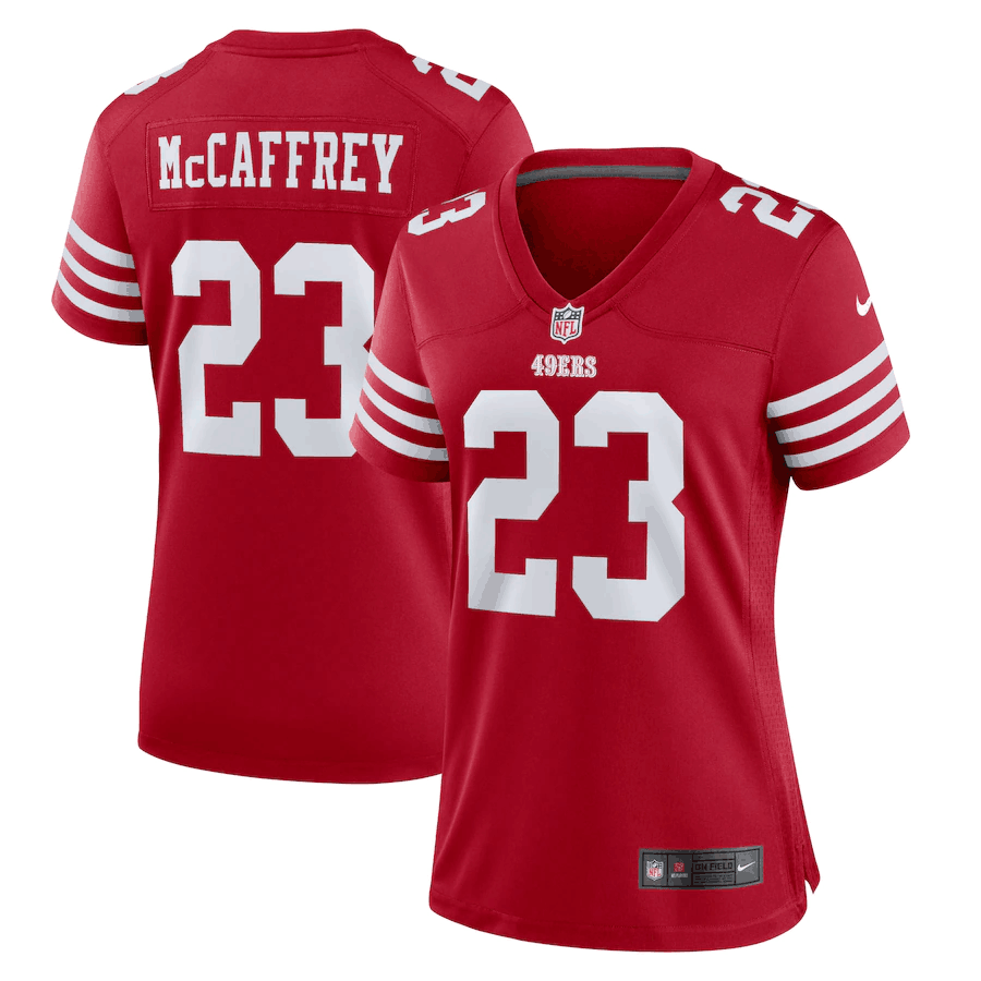 Women's San Francisco 49ers #23 Christian McCaffrey Red Stitched Jersey(Run Small) Women's San Francisco 49ers #23 Christian McCaffrey Red Stitched Jersey(Run Small)